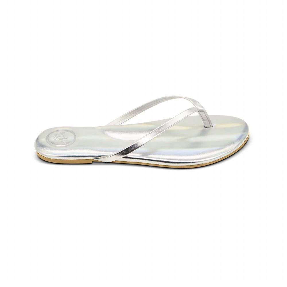 NEW SOLEI SEA women's indie classic thin strap sandal in metallic silver
